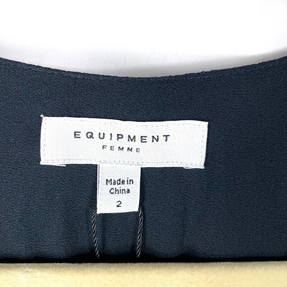 Equipment Galane Midi Dress Black White Colorblock Sleeveless V-Neck Sz 2 - Picture 9 of 13